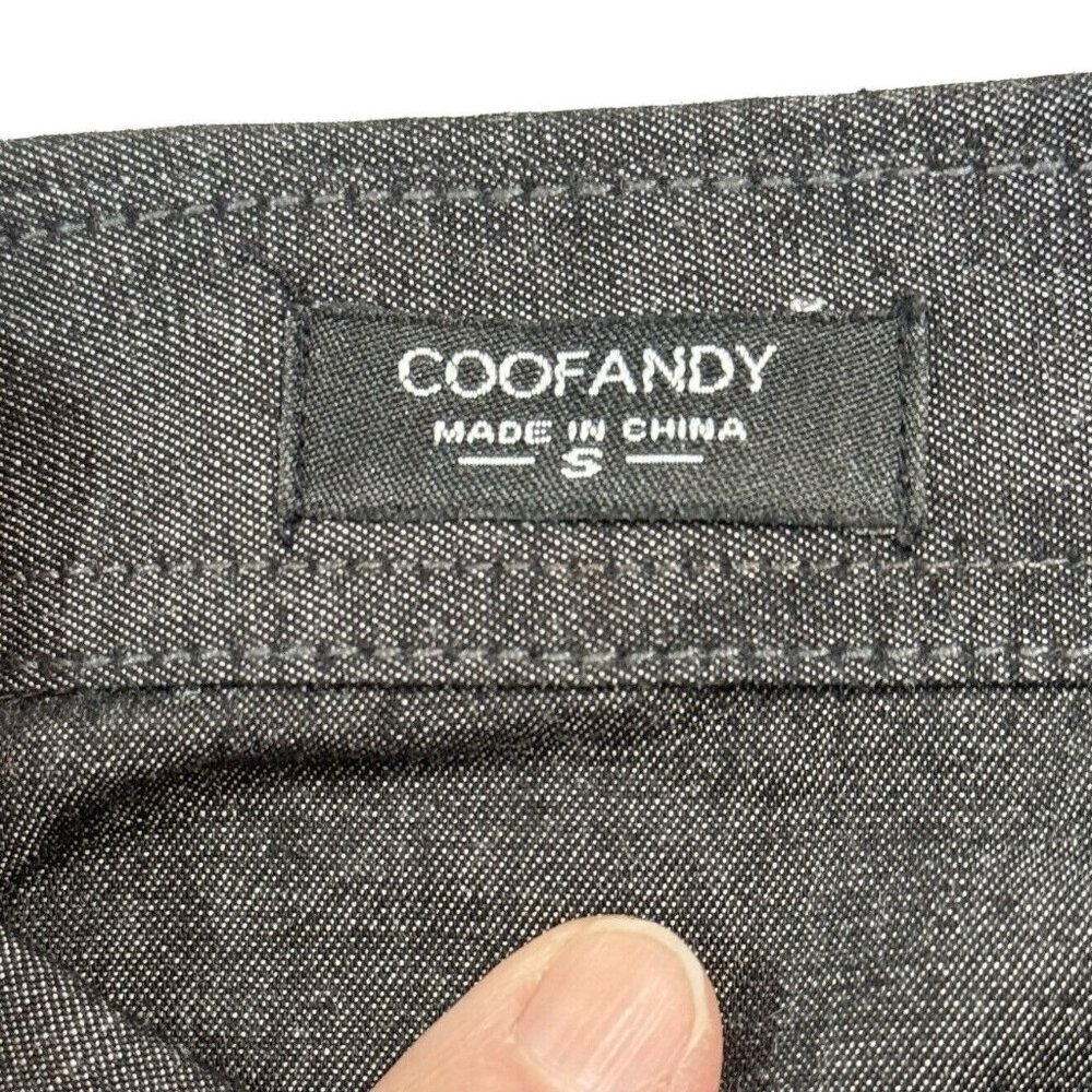COOFANDY Men's Black Chambray Button Up Shirt Small Deco Arm Trim Casual NEW - Picture 9 of 16